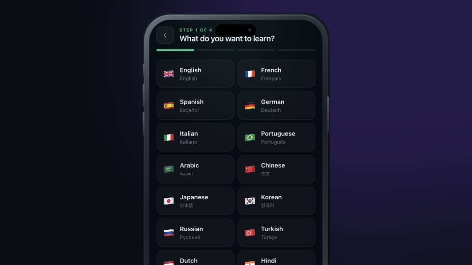 Choosing a language in the app
