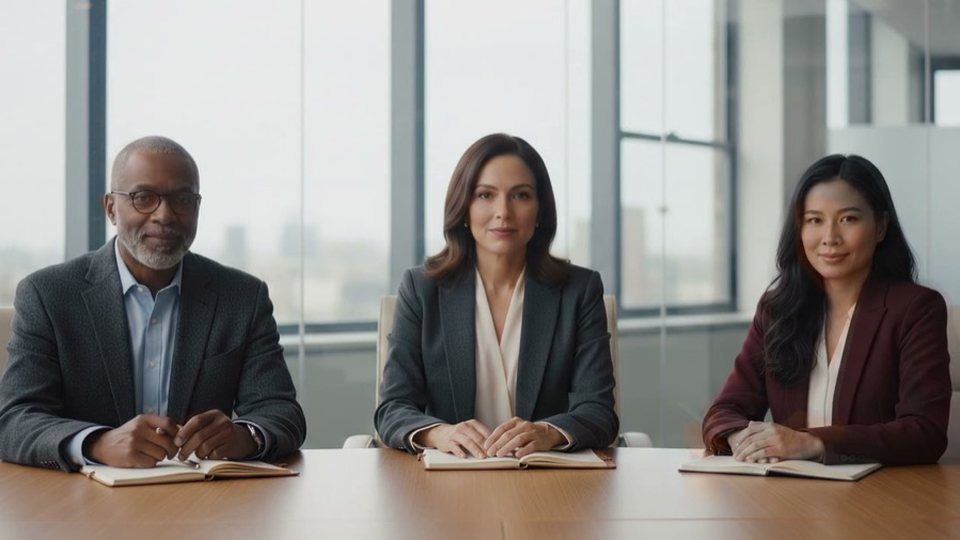 Three interviewers at a table